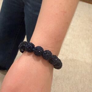 Sparkling Navy Blue Beaded Stretch Bracelet